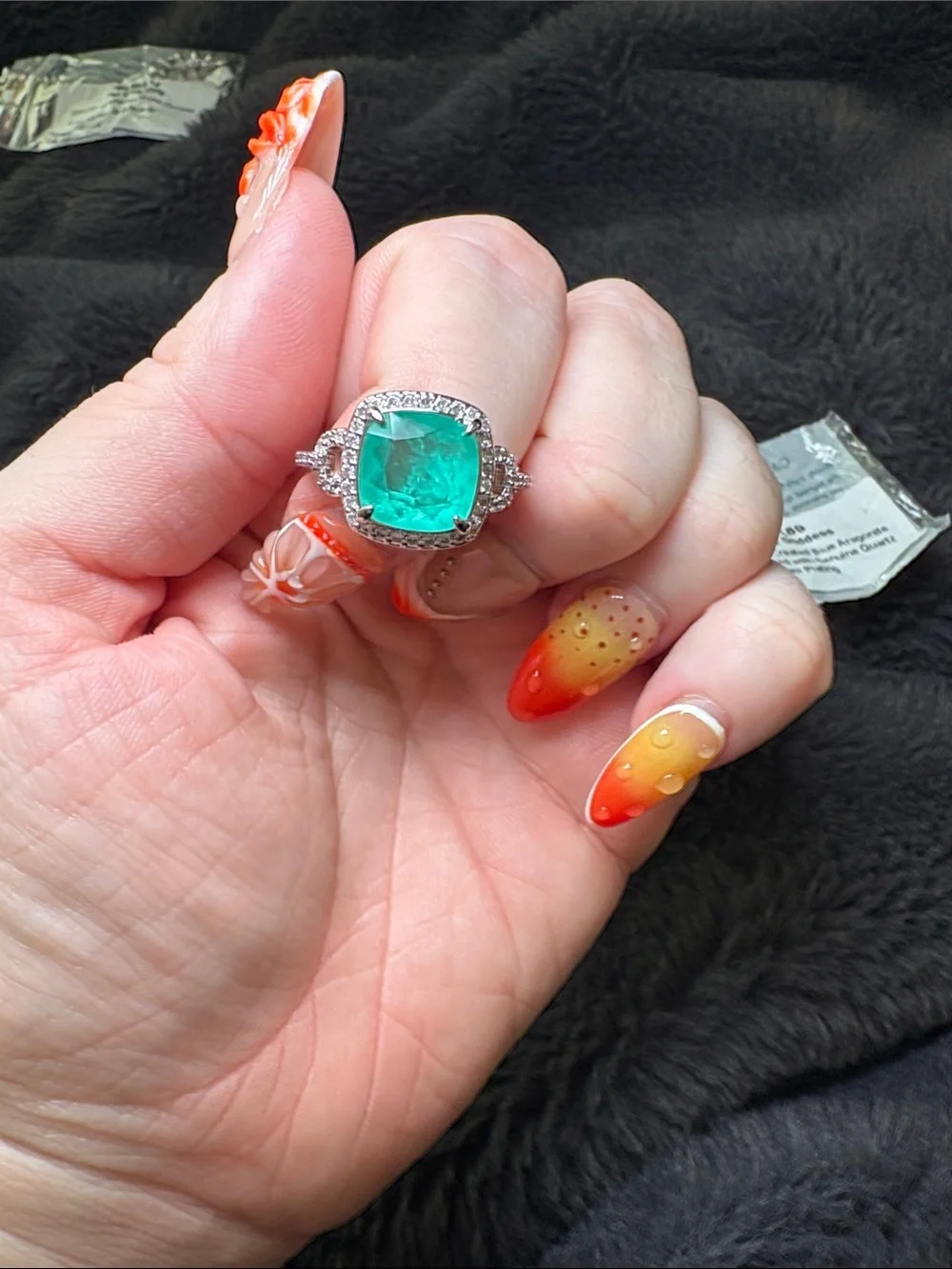 Sparkling Goddess Green Stone Ring - Rhodium Plated